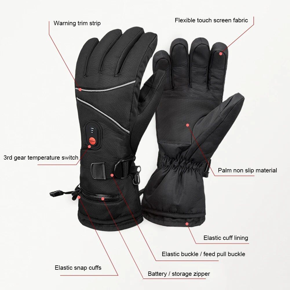 Guantes eléctricos calefactables, resistentes al agua y al viento, con pantalla táctil