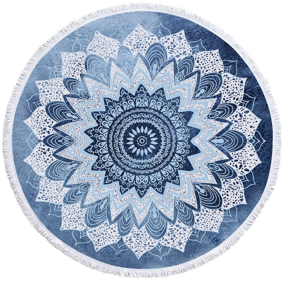 Round Printed Bath Towel Beach Towel Yoga Mat - Blue Force Sports