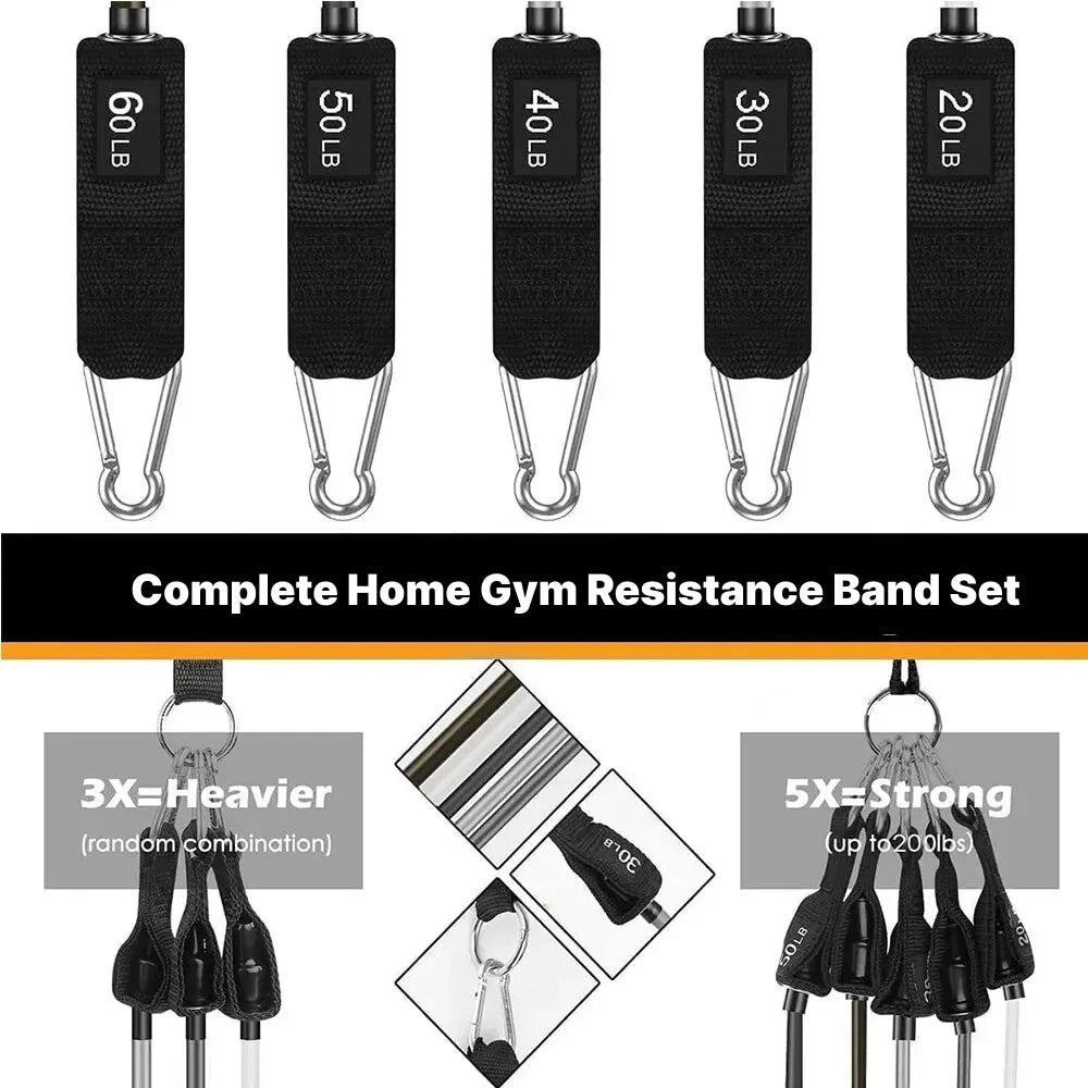 Juego completo de bandas de resistencia para gimnasio en casa