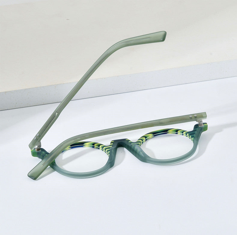 Fashion Retro Round Myopia Frame - Blue Force Sports