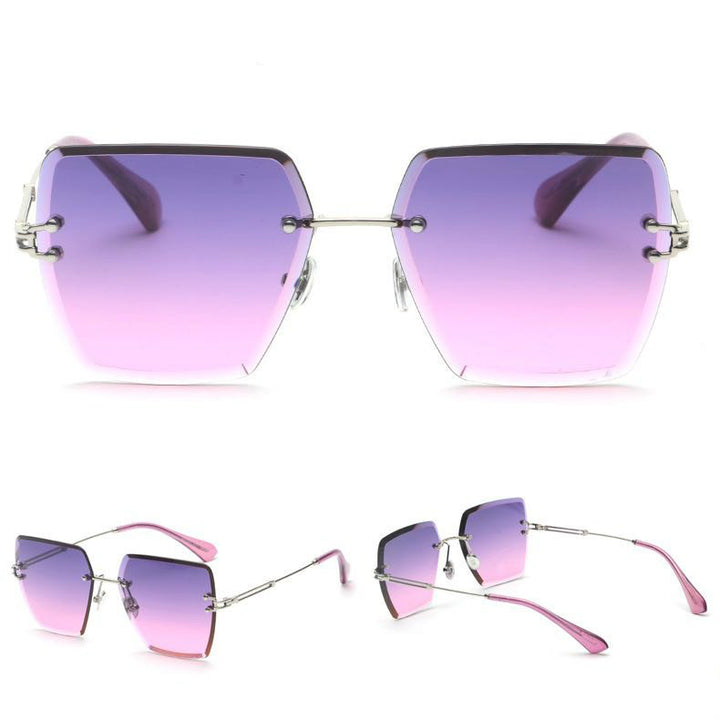 Square rimless cut edge sunglasses - Blue Force Sports