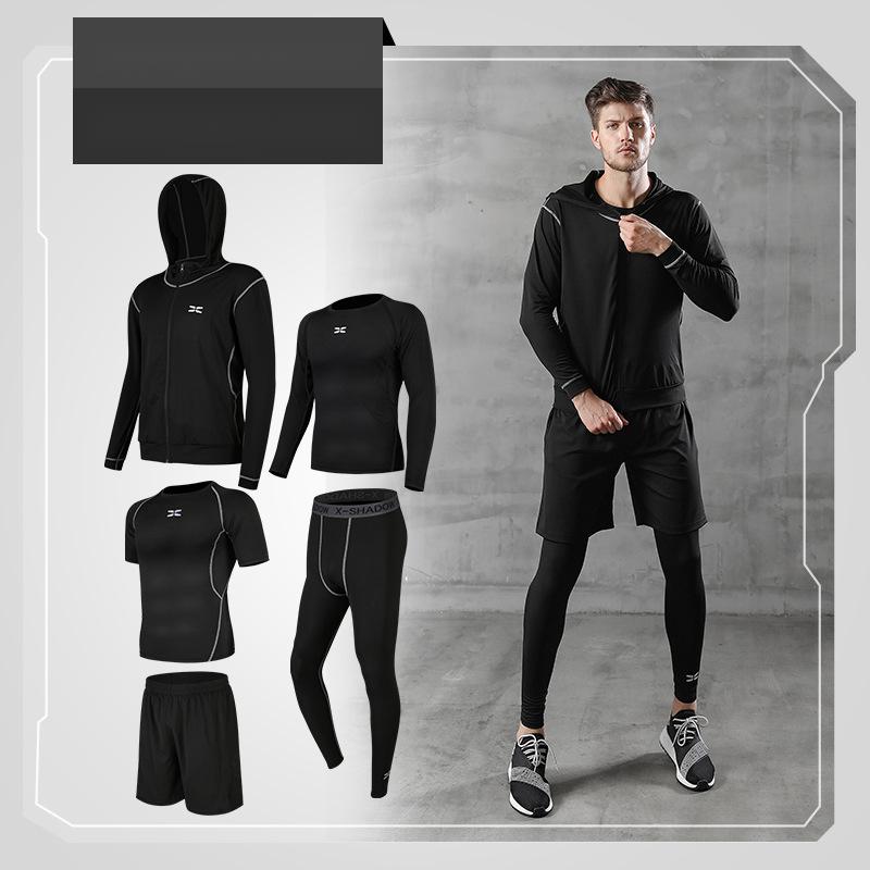 Running quick-drying basketball sports suit five-piece training suit - Blue Force Sports