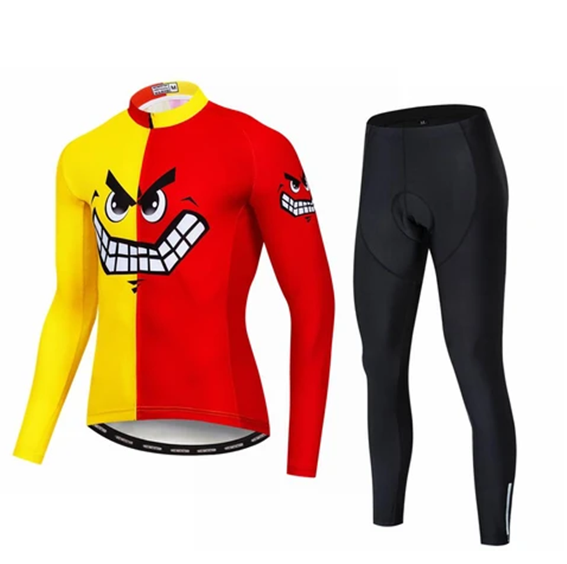 Red skull long sleeve cycling jersey suit - Blue Force Sports