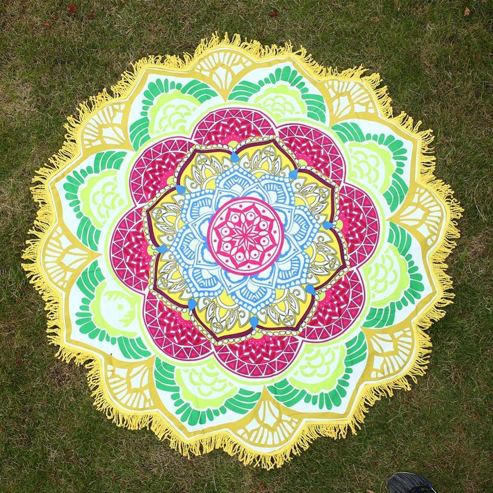 Round Printed Bath Towel Beach Towel Yoga Mat - Blue Force Sports