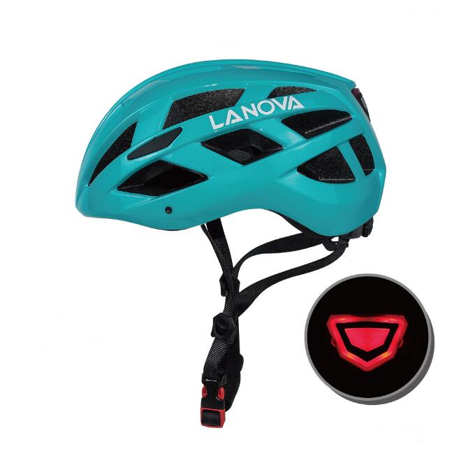 Male and female one-piece bicycle riding helmet with light - Blue Force Sports