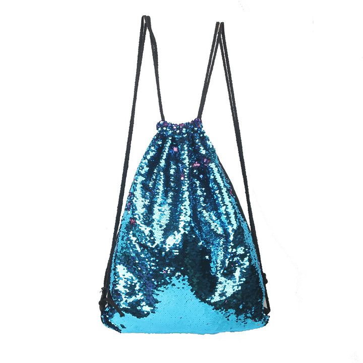 Mermaid sequin sports bag drawstring backpack - Blue Force Sports