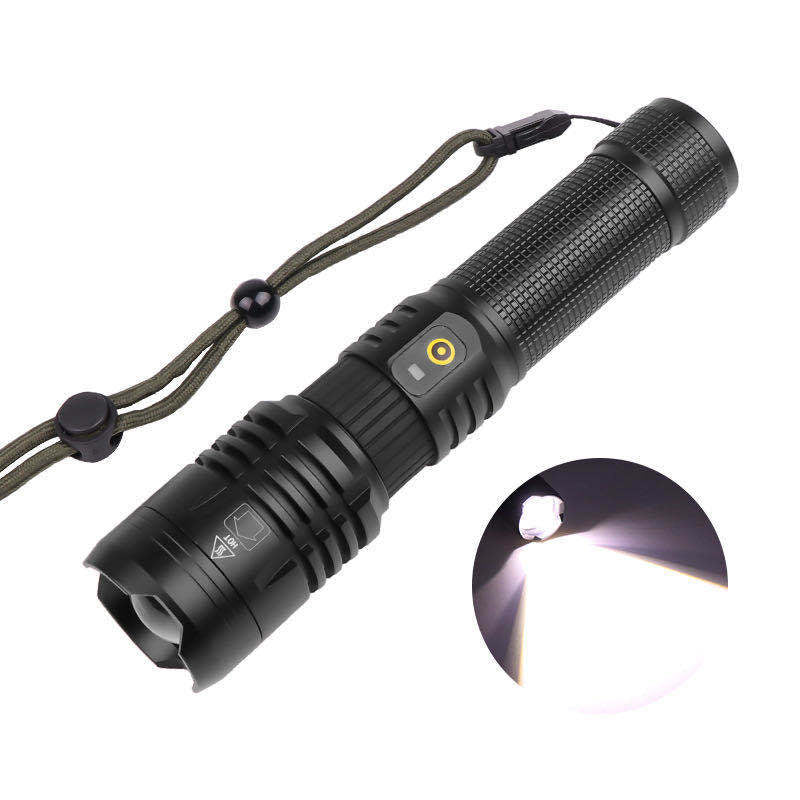 Super Bright Flashlight Zoomable USB Rechargeable Electric Torch 5 Modes Torch Outdoor Fishing Waterproof - Blue Force Sports