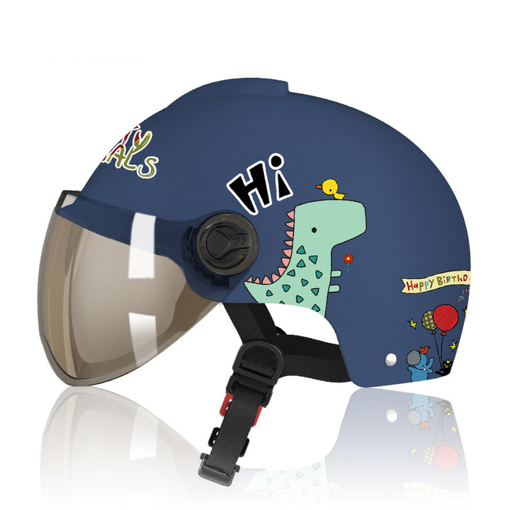 Children's Cartoon Electric Battery Car Helmet - Blue Force Sports