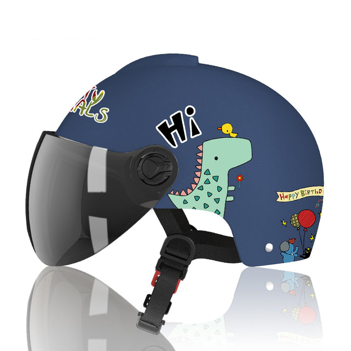 Children's Cartoon Electric Battery Car Helmet - Blue Force Sports
