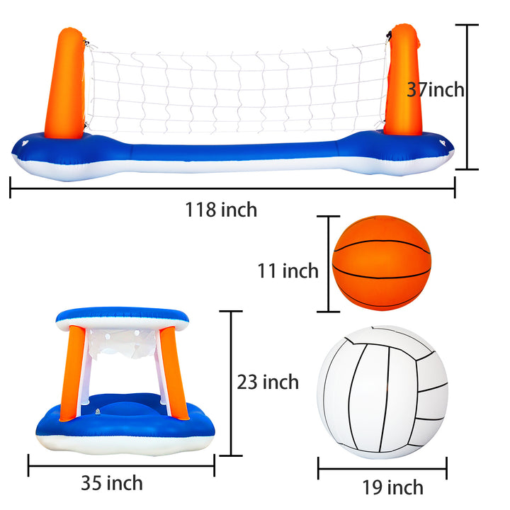 Water Volleyball Rack, Inflatable Basketball, Swimming Pool, Beach Water Games, Water Raft Ball - Blue Force Sports