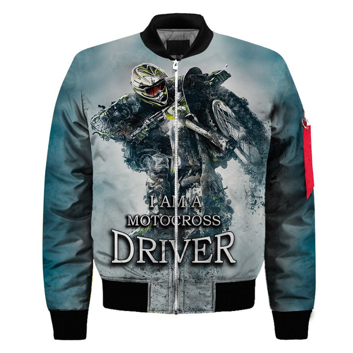 European And American Code Cross-Border Men's 3D Digital Color Printing Flight Jacket, Motorcycle Flight Suit One Drop Delivery - Blue Force Sports