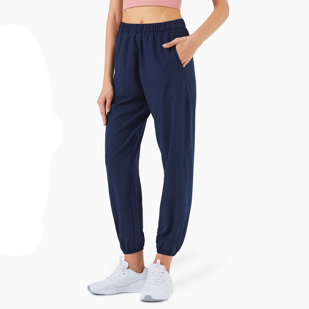 New European And American Elastic High Waist Peach Hip Fitness Pants Plus Size Casual Sports Pants Women Loose Leggings - Blue Force Sports