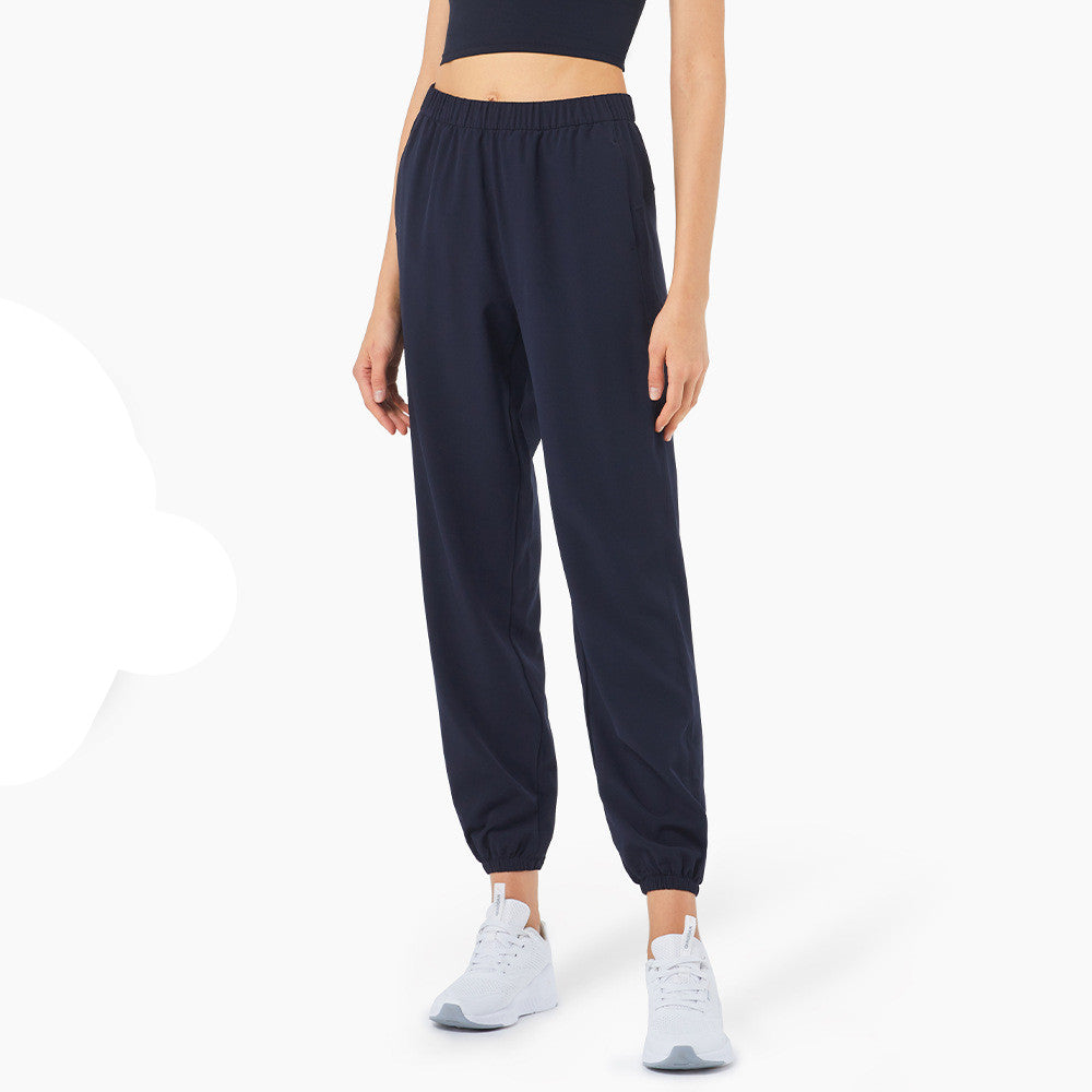 New European And American Elastic High Waist Peach Hip Fitness Pants Plus Size Casual Sports Pants Women Loose Leggings - Blue Force Sports