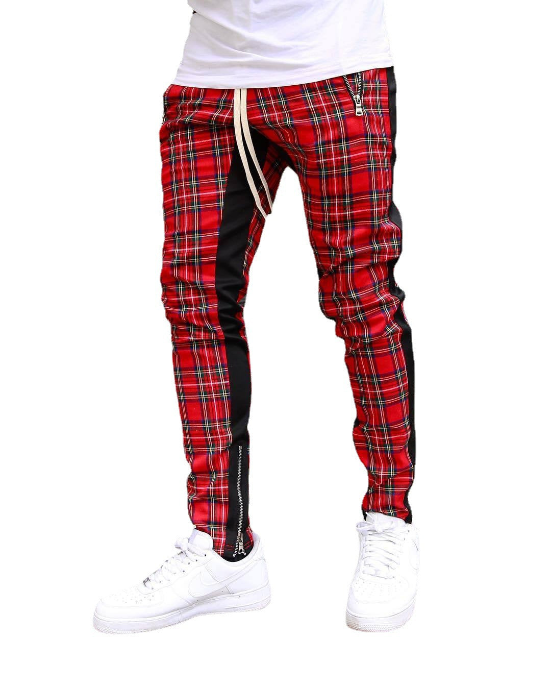 New Casual Pants Stand Alone Wish AliExpress Hot Style Men's Sports Pants Hit Color Cotton Straight-Leg Pants - Blue Force Sports