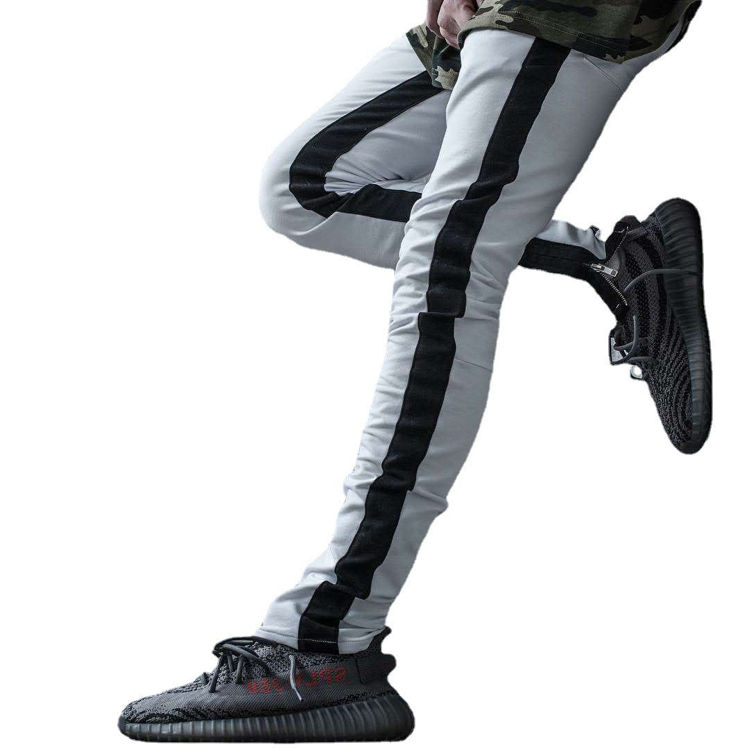 New Casual Pants Stand Alone Wish AliExpress Hot Style Men's Sports Pants Hit Color Cotton Straight-Leg Pants - Blue Force Sports