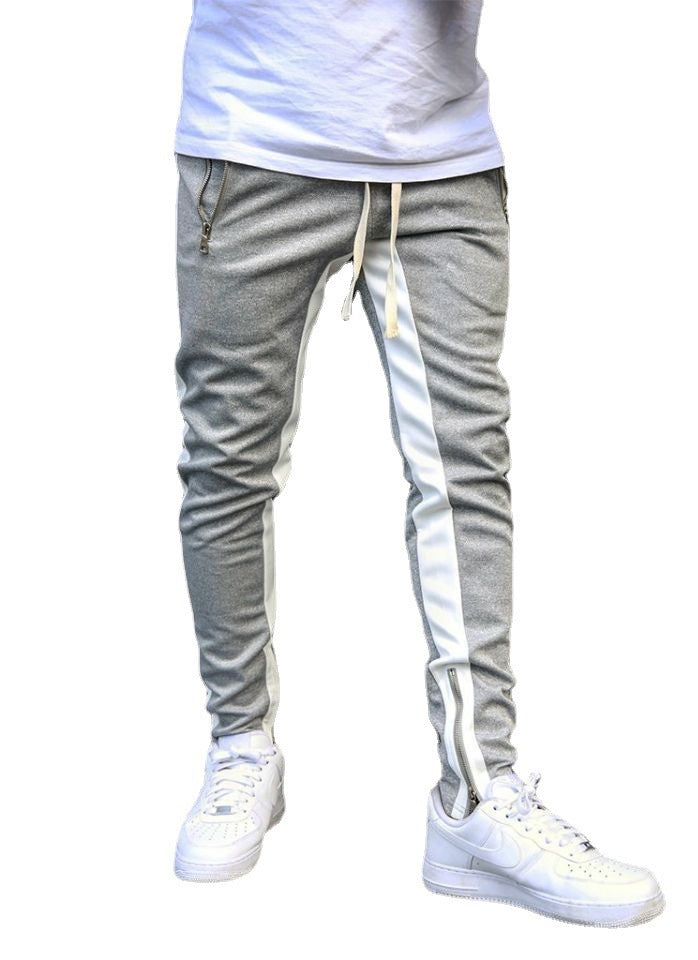 New Casual Pants Stand Alone Wish AliExpress Hot Style Men's Sports Pants Hit Color Cotton Straight-Leg Pants - Blue Force Sports