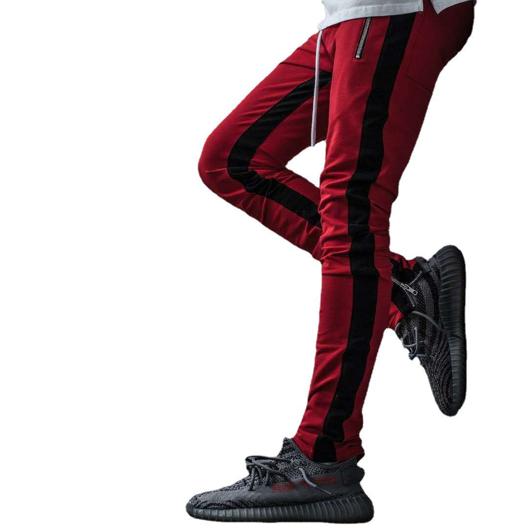 New Casual Pants Stand Alone Wish AliExpress Hot Style Men's Sports Pants Hit Color Cotton Straight-Leg Pants - Blue Force Sports