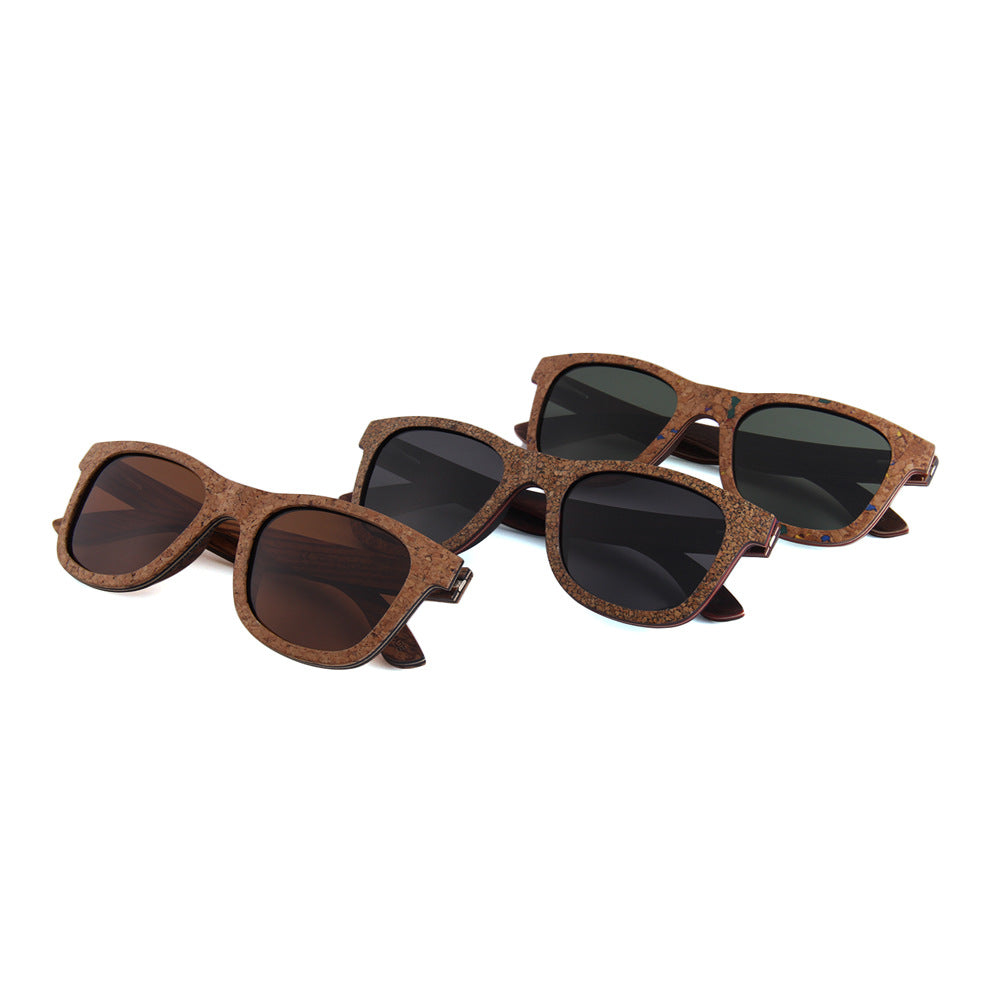 Factory Wholesale Cork Wood Sunglasses, Polarized True Film All Bamboo And Wood Sunglasses, European And American Fashion Sunglasses - Blue Force Sports