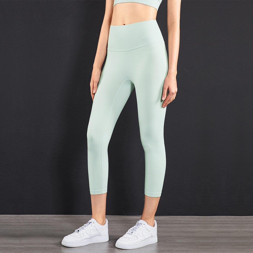 European And American New Lulu Peach Hip Yoga Pants Cross-Border No T-Line High Waist Pocket Cropped Yoga Pants Wholesale In Stock - Blue Force Sports