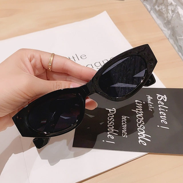 Popular Fashion Kitten Eye Sunglasses Ladies Retro Oval Glasses Men Champagne Tea Sunglasses - Blue Force Sports