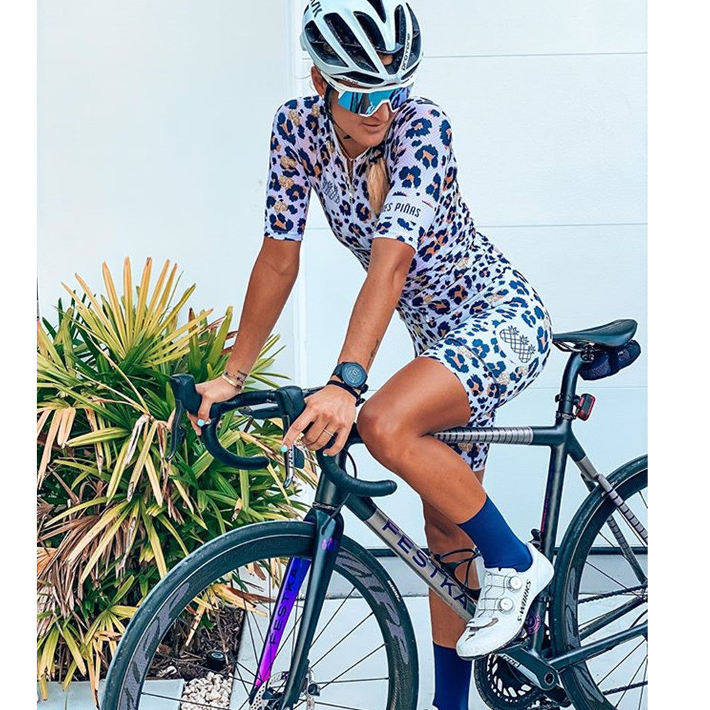 Pineapple Women's Bicycle Short Sleeve Cycling Jersey Suit Cycling Shirt Outdoor Clothing - Blue Force Sports