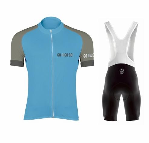Men's Short-sleeved Cycling Jersey Suspenders Suit - Blue Force Sports