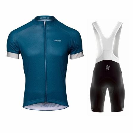 Men's Short-sleeved Cycling Jersey Suspenders Suit - Blue Force Sports