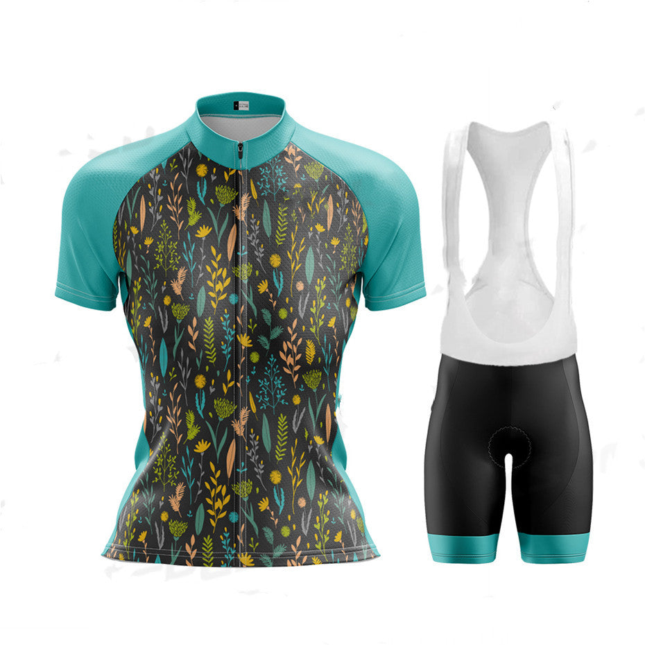 Fashion Ladies Cycling Jersey Women's Sweatshirt Suit Short Sleeve - Blue Force Sports