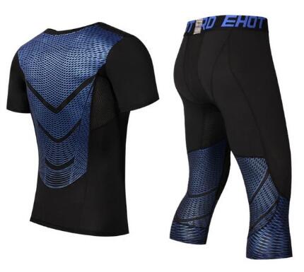 Men Pants Set MMA Long Sleeve T-shirt Men's Compression Shirts - Blue Force Sports