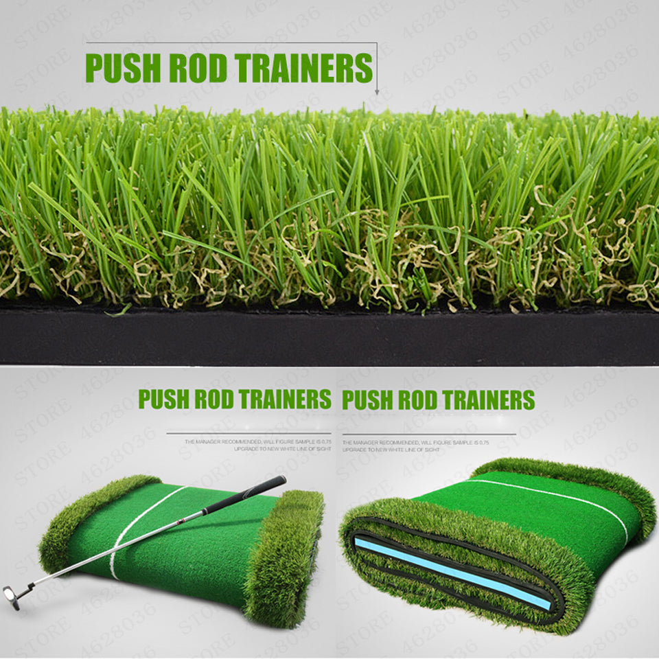 Indoor golf set putter trainer office green track practice blanket - Blue Force Sports