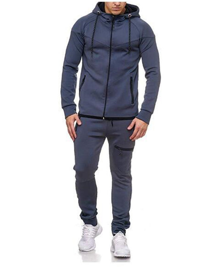 Fitness casual wear with solid color zipper decoration - Blue Force Sports