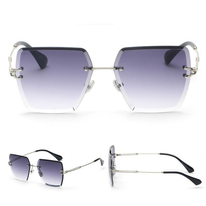 Square rimless cut edge sunglasses - Blue Force Sports