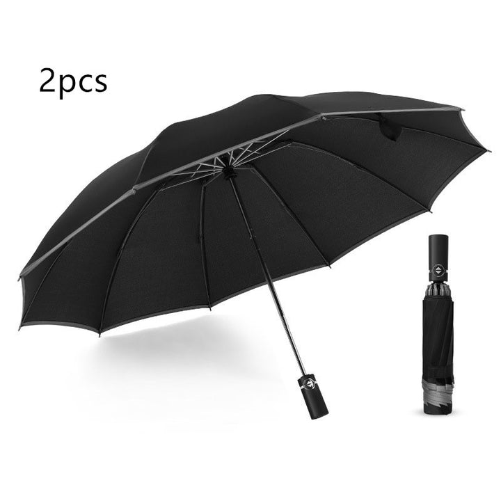 Inverted Umbrella Travel Portable Windproof Folding Umbrella,10Ribs Auto  Close Umbrella,Reflective Stripes For Night Safety - Blue Force Sports