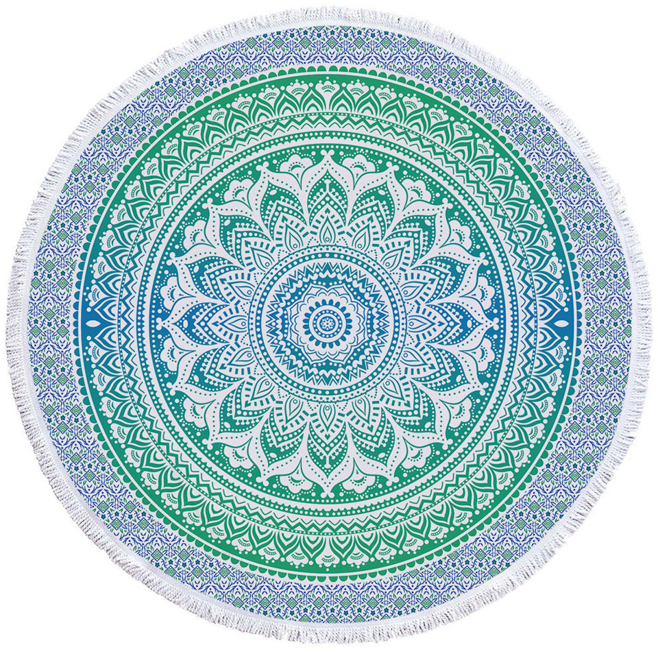 Round Printed Bath Towel Beach Towel Yoga Mat - Blue Force Sports