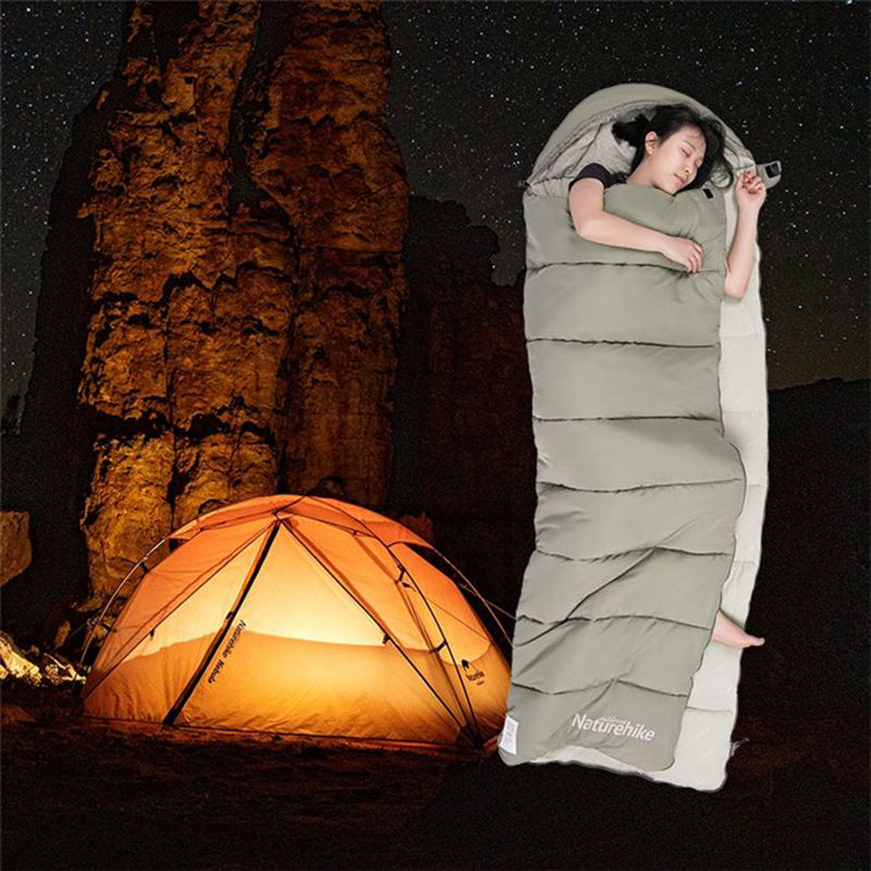 Envelope Hooded Cotton Sleeping Bag Can Be Washed And Stitched Double Tent Camping - Blue Force Sports
