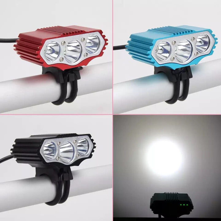 F3 light USB bicycle headlights 3 t6 mountain bike rechargeable light LED lights professional riding bike lights - Blue Force Sports