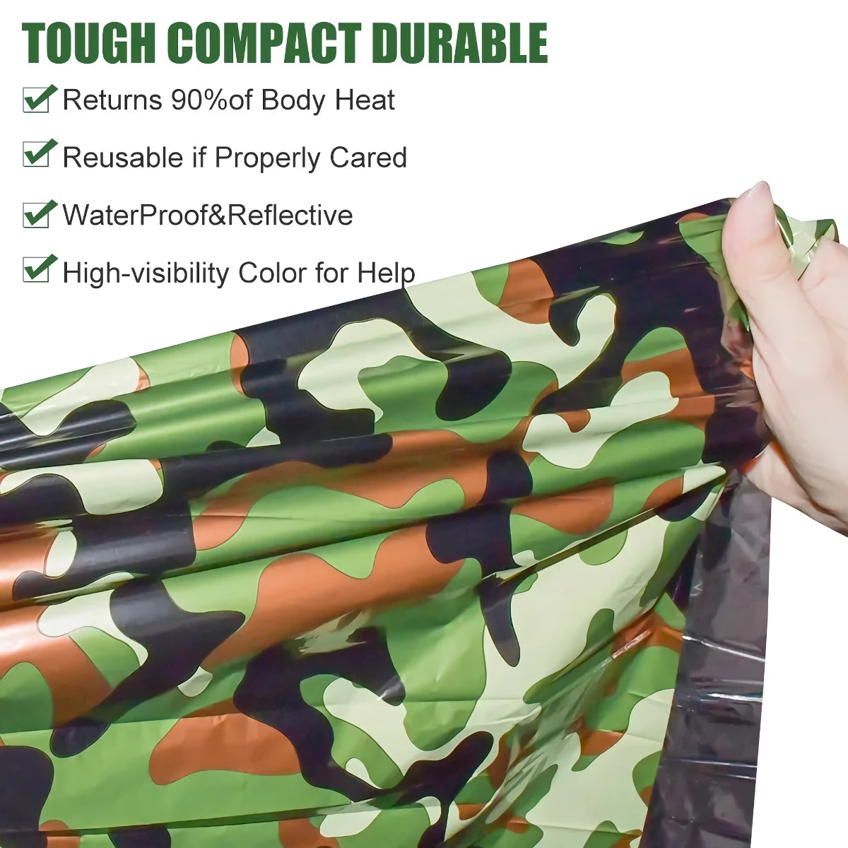 Camouflage PE Emergency Bivy Bag – 120 × 200 cm