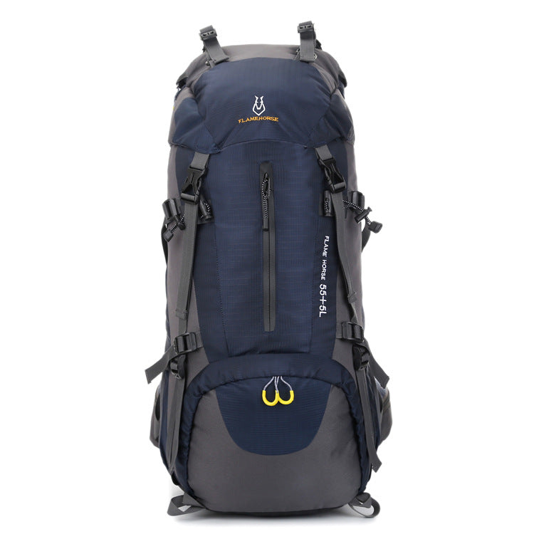 Mountaineering waterproof outdoor sports nylon bag Wild camping backpack Rainproof 60L mountaineering bag wholesale - Blue Force Sports