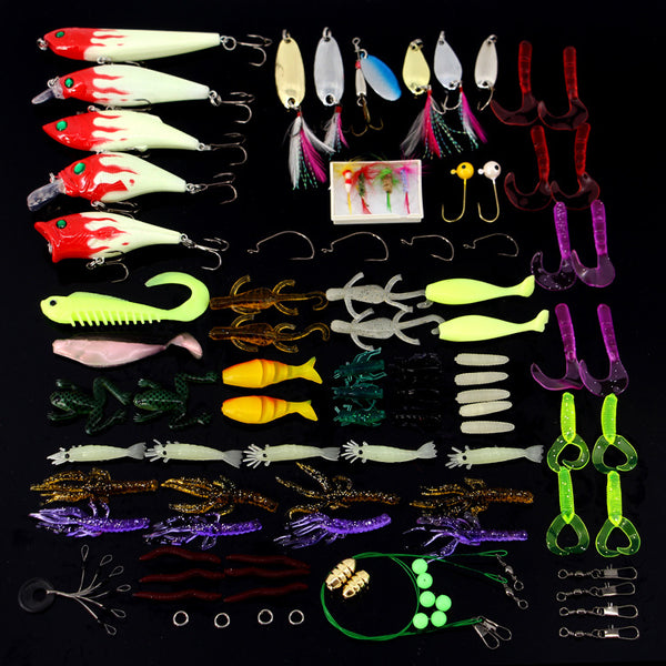 Wholesale lures set 100 piece bait fishing lure freshwater halleluyah bionic sequins soft gear accessories - Blue Force Sports
