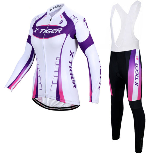 Spring and autumn women's long-sleeved cycling jersey suit - Blue Force Sports