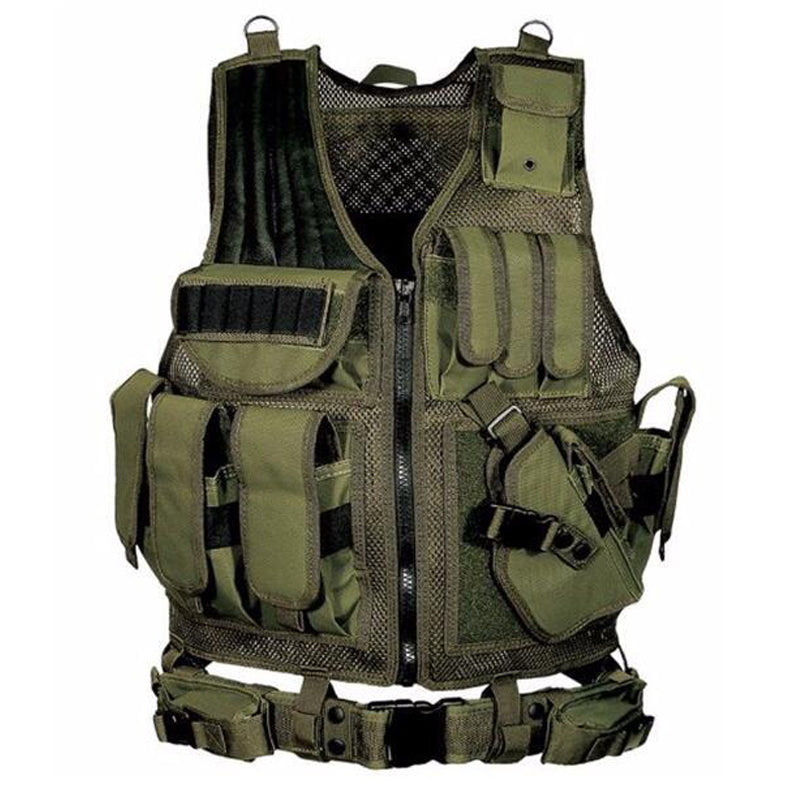 Tactical Vest Military Combat Army Armor Vests Molle Airsoft Plate Carrier Swat Vest Outdoor Hunting Fishing CS Training Vest - Blue Force Sports