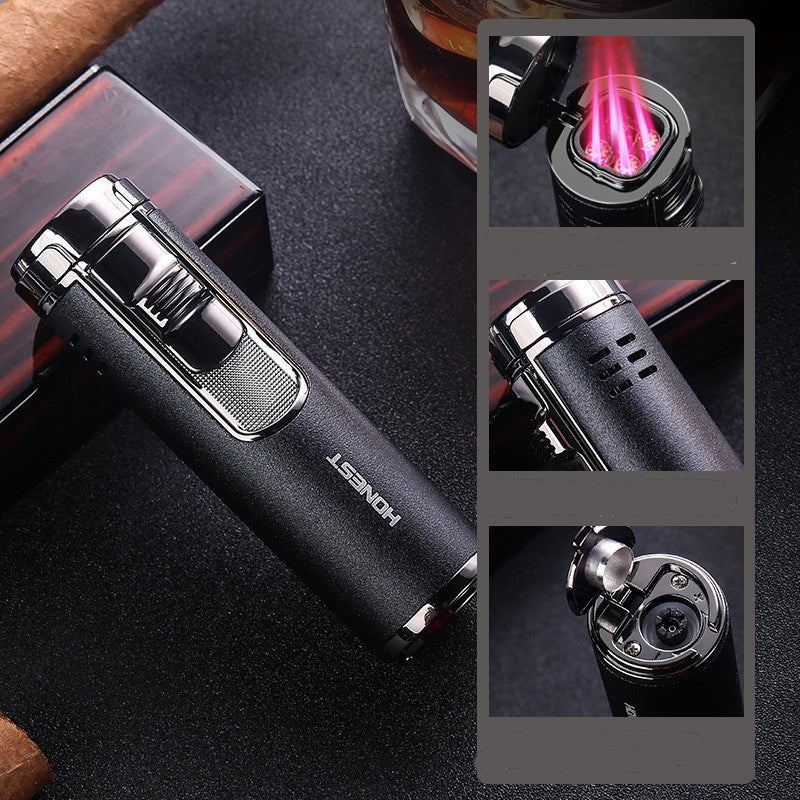 Cylindrical Metal Inflatable Four-straight Cigar Lighter - Blue Force Sports
