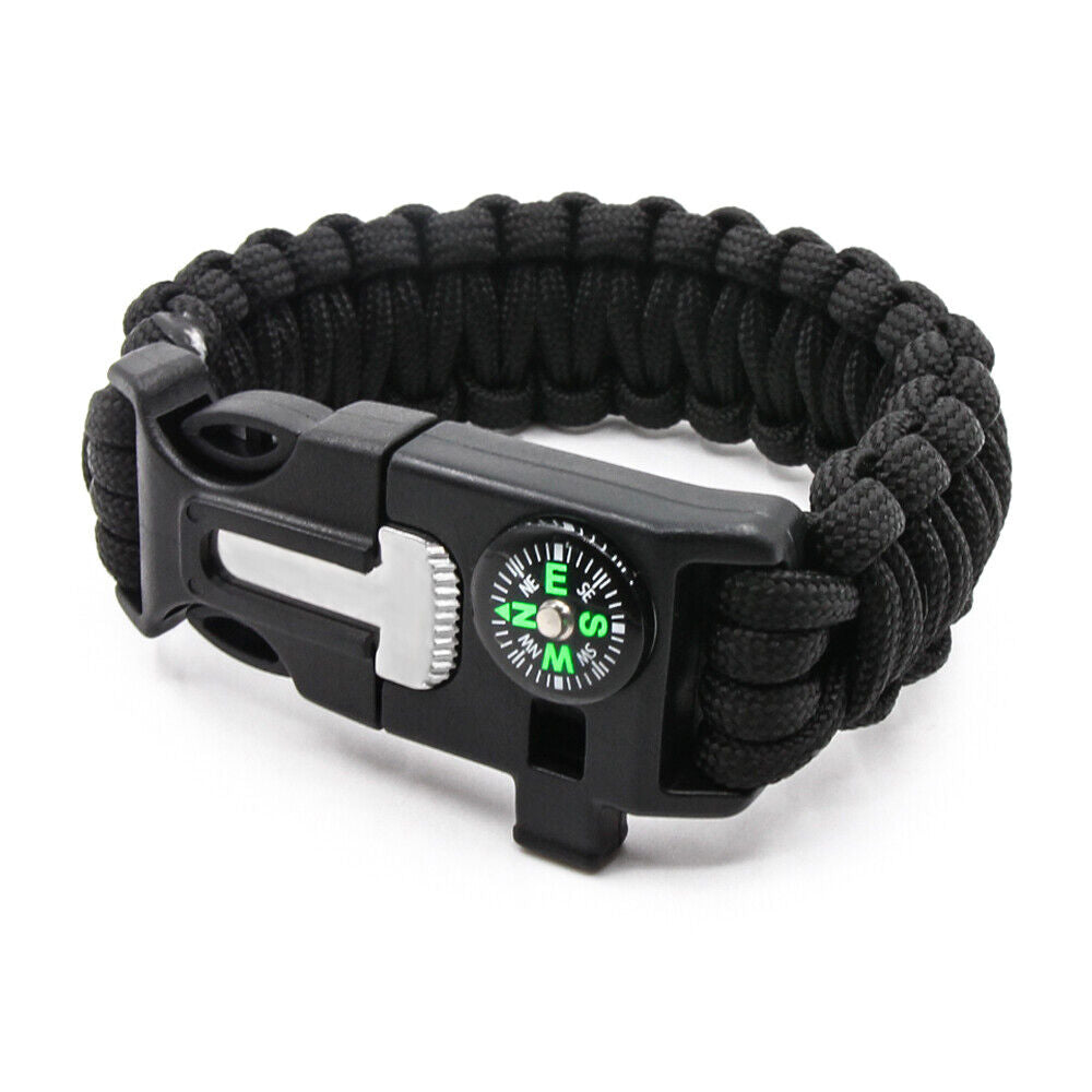 Emergency Paracord Bracelets, Survival Bracelet With Embedded Compass Whistle Survival Fire Starter Scraper Accessories, Suit For Hiking, Camping, Fishing And Hunting - Blue Force Sports