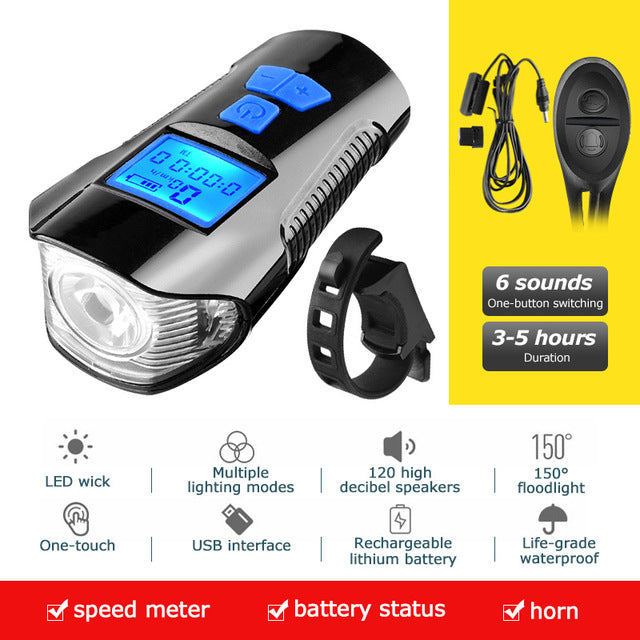 Waterproof bicycle light USB charging - Blue Force Sports