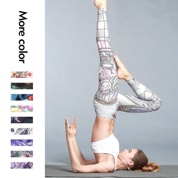 Women's Outdoor Sport Yoga Printed Leggings - Blue Force Sports