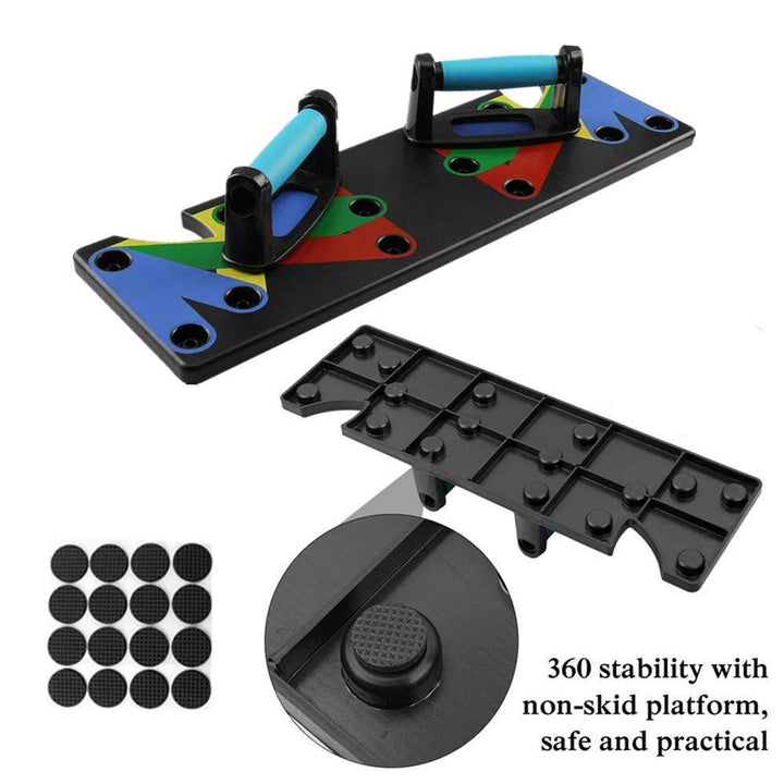 9 in 1 Push Up Rack Training Board ABS abdominal Muscle Trainer Sports Home Fitness Equipment for body Building Workout Exercise - Blue Force Sports