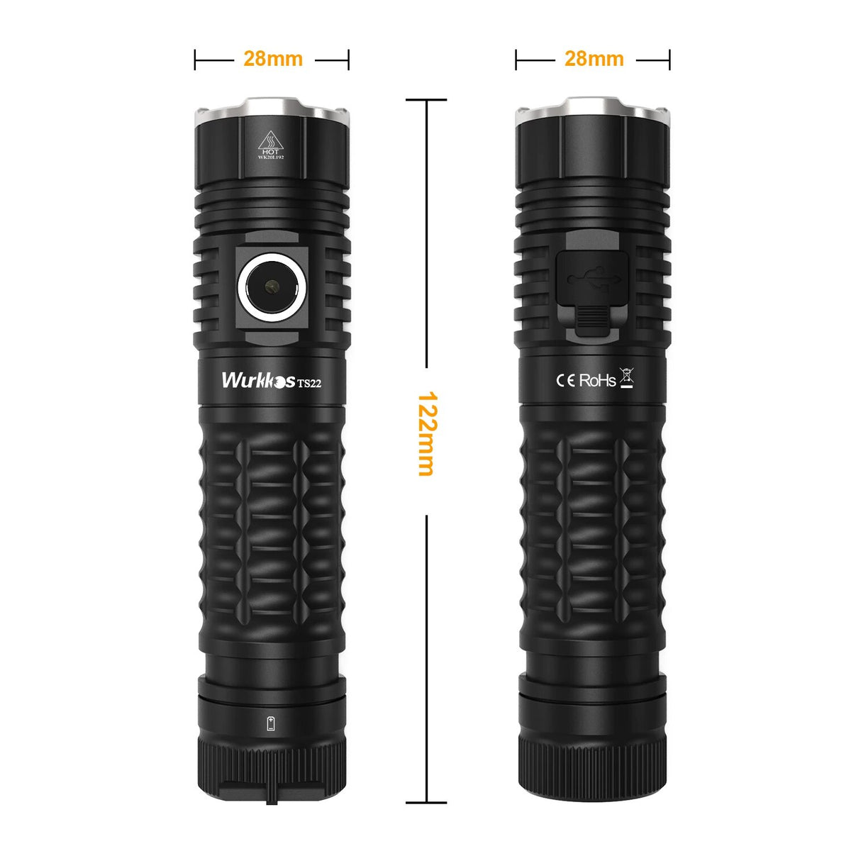 Wiederaufladbare 21700 LED-Taschenlampe, leistungsstarke 4500 lm, IP68, magnetisches Ende, Rückwärtsladung