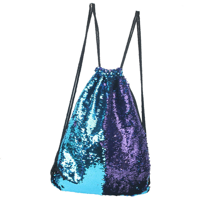 Mermaid sequin sports bag drawstring backpack - Blue Force Sports