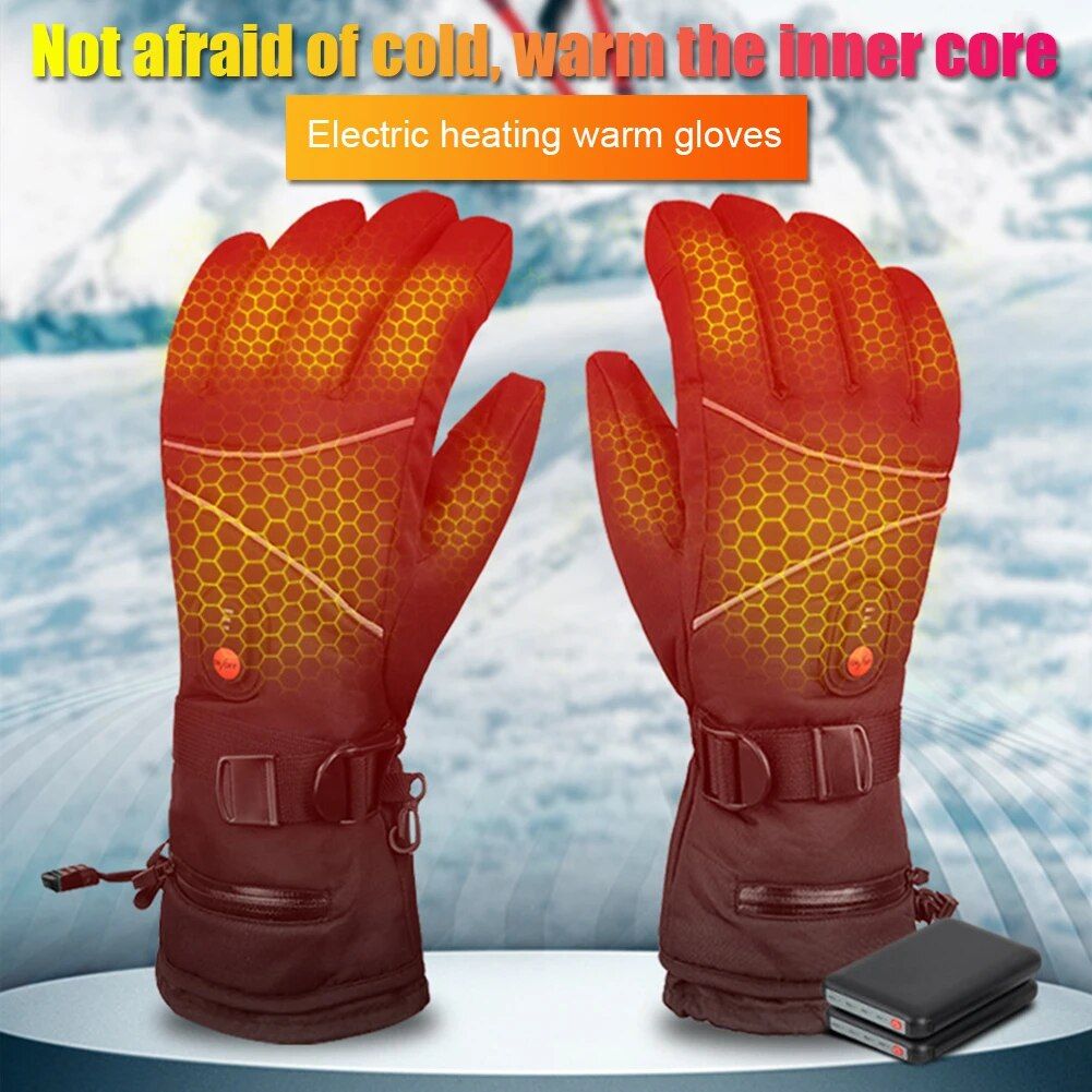 Guantes eléctricos calefactables, resistentes al agua y al viento, con pantalla táctil
