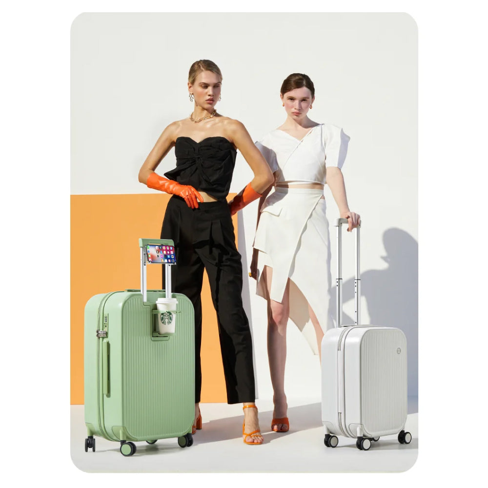 Hartschalen-Trolley mit Getränkehalter und Handyhalter – Reisen Sie leicht und clever